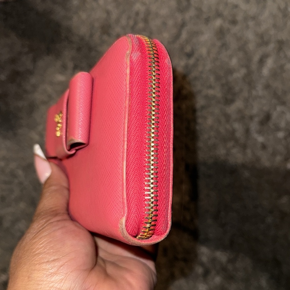 Prada Pink Women's Wallet with Bow in front EUC WITH MINOR RUBBING - Picture 5 of 11